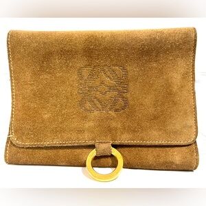 Loewe Anagram Tan Suede Travel Jewelry Organizer